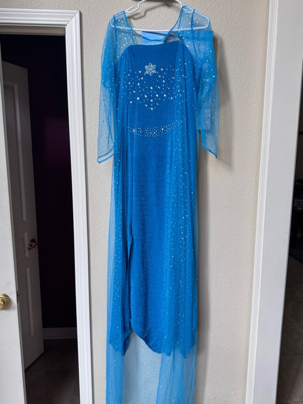 Elsa Sparkling Blue Princess Gown with Sheer Cape